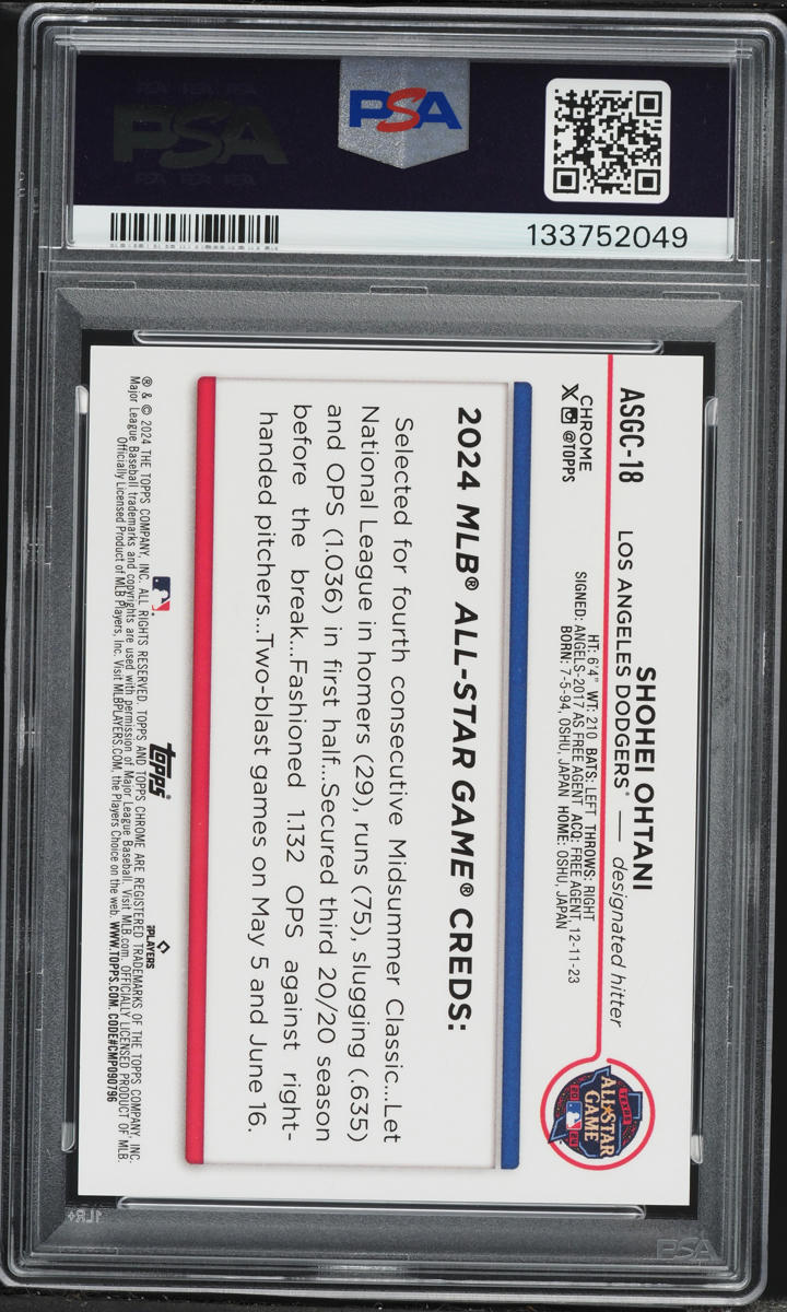 2024 Topps Chrome Update 2024 All-Star Game Black Ref Shohei Ohtani 1/10 #18 PSA 10 GEM MINT
