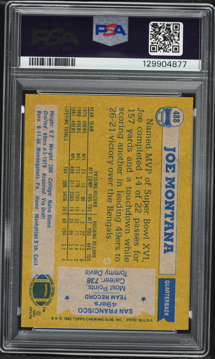 1982 Topps Football All-Pro Joe Montana #488 PSA 9 MINT on