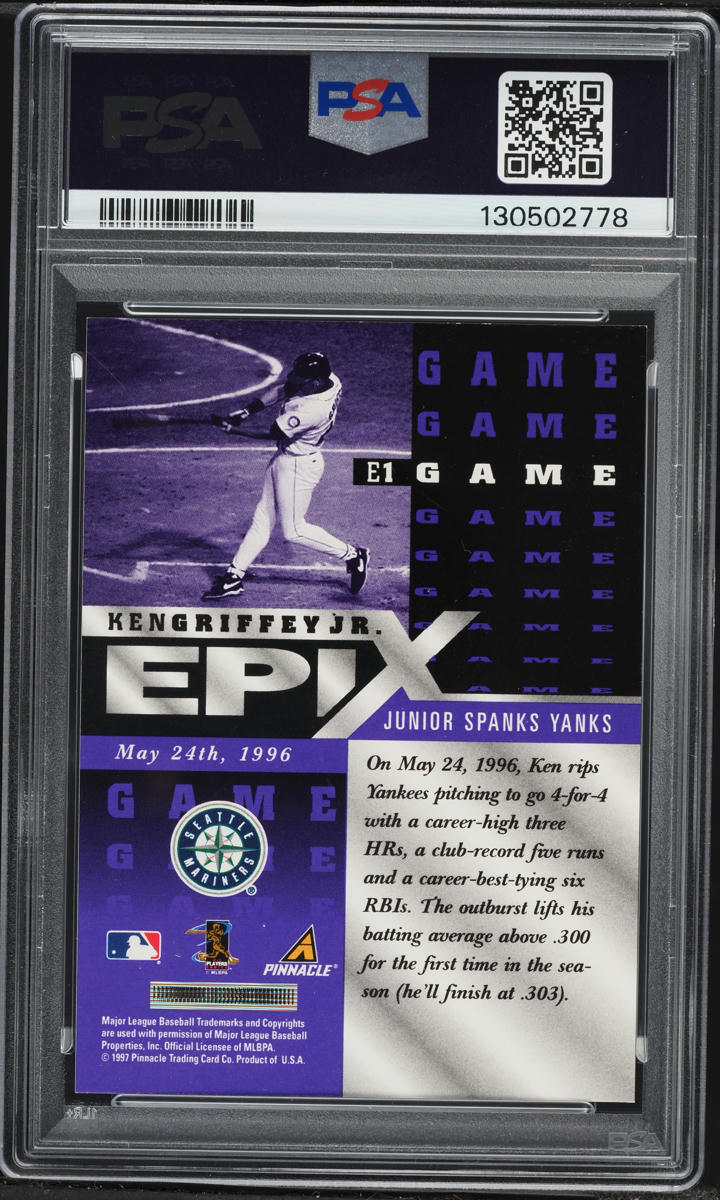 1998 Pinnacle Epix Game Purple Ken Griffey Jr. #E1 PSA 8 NM-MT