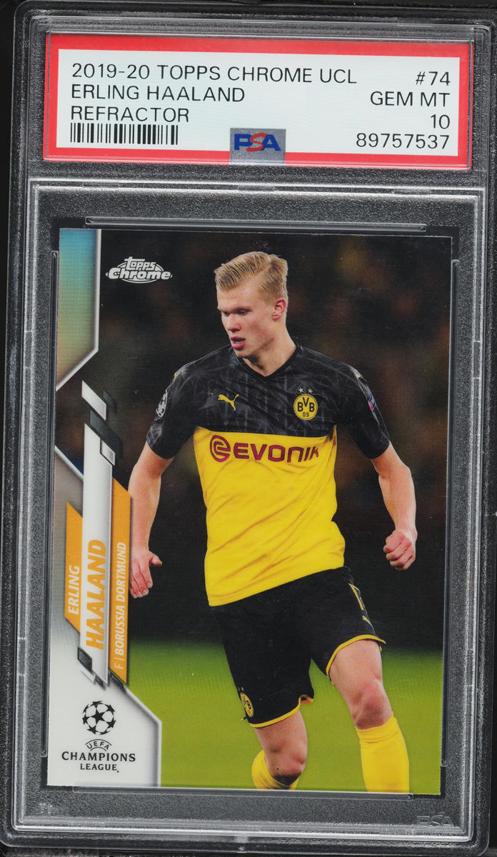2019 Topps Chrome UEFA Refractor Erling Haaland ROOKIE #74 PSA 10 GEM MINT