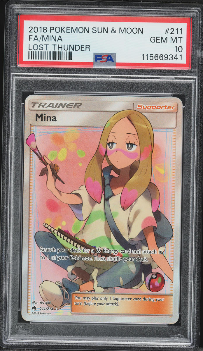 2018 Pokemon Sun & Moon Lost Thunder Full Art Mina #211 PSA 10 GEM MINT