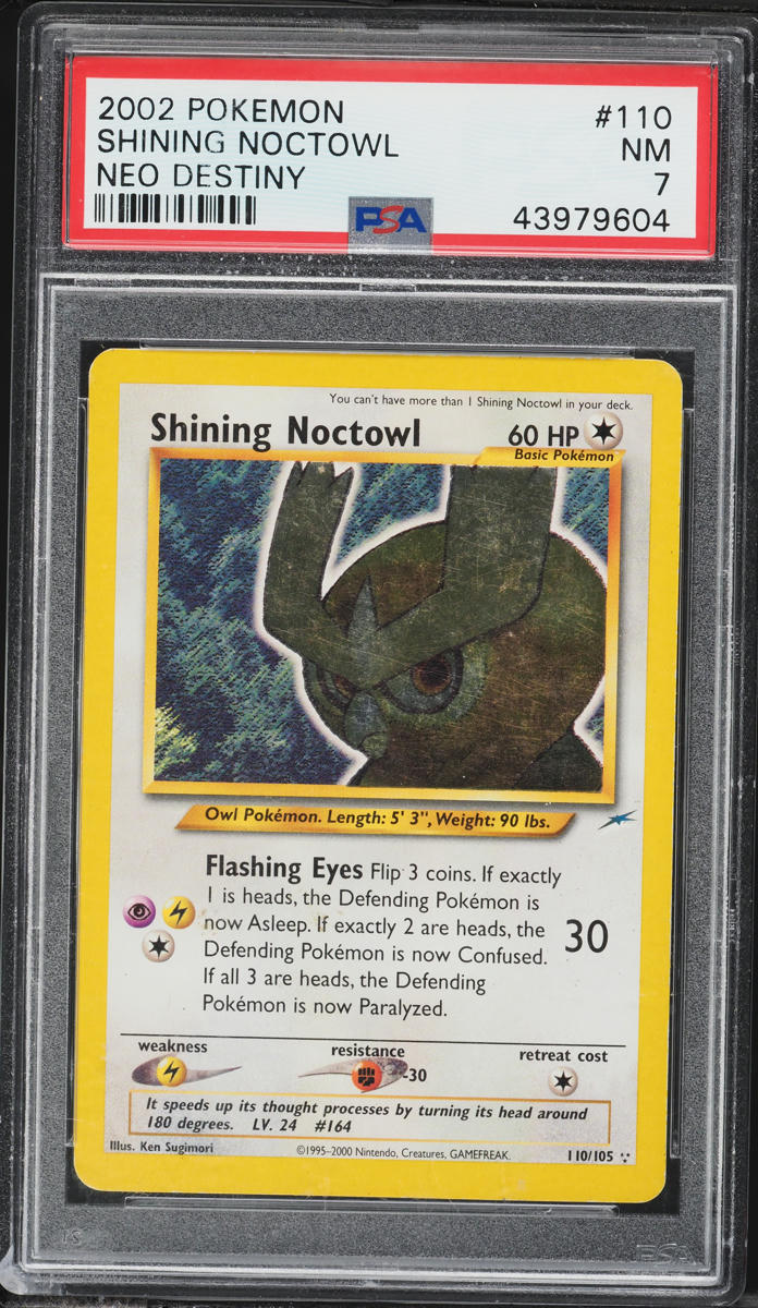 2002 Pokemon Neo Destiny Shining Noctowl #110 PSA 7 NRMT