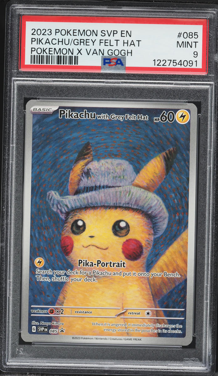 2023 Pokemon Scarlet & Violet Promo Van Gogh Pikachu With Grey Felt Hat #85 PSA 9 MINT