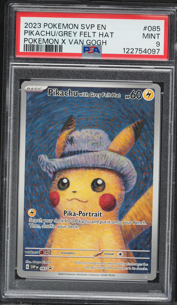 2023 Pokemon Scarlet & Violet Promo Van Gogh Pikachu With Grey Felt Hat #85 PSA 9 MINT