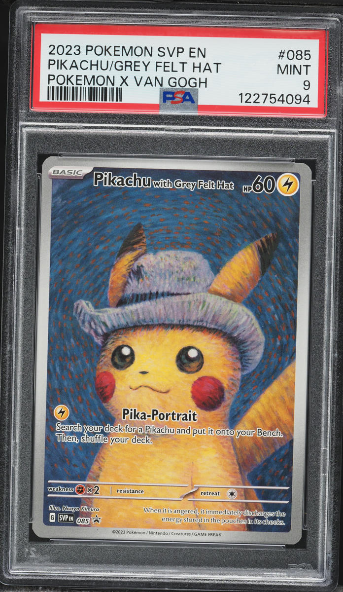 2023 Pokemon Scarlet & Violet Promo Van Gogh Pikachu With Grey Felt Hat #85 PSA 9 MINT