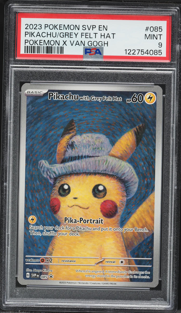 2023 Pokemon Scarlet & Violet Promo Van Gogh Pikachu With Grey Felt Hat #85 PSA 9 MINT