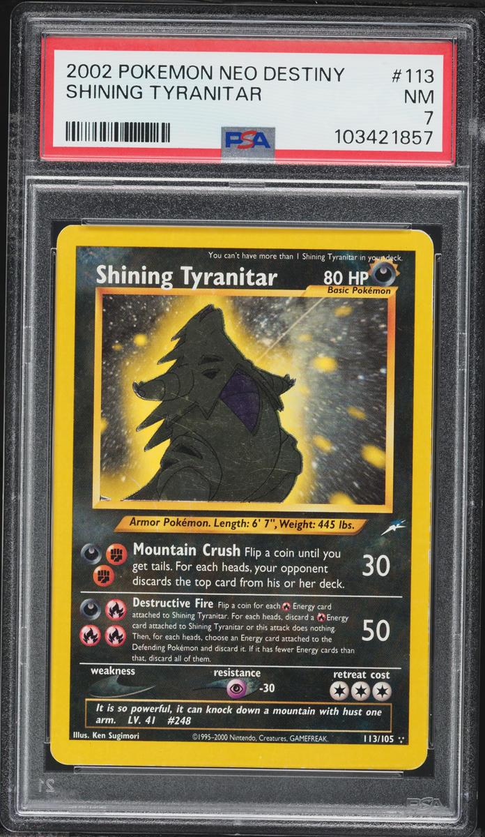 2002 Pokemon Neo Destiny Shining Tyranitar #113 PSA 7 NRMT