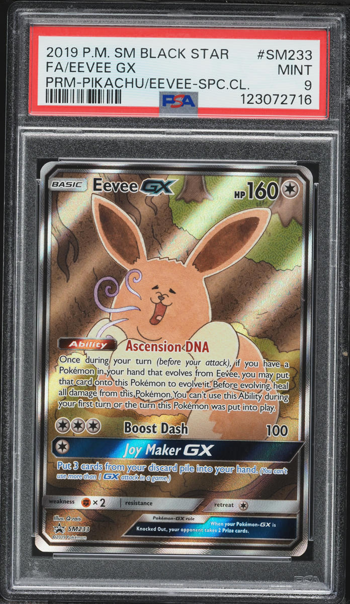 2019 Pokemon Sun & Moon Black Star Promo Special Collection Full Art Eevee GX #233 PSA 9 MINT
