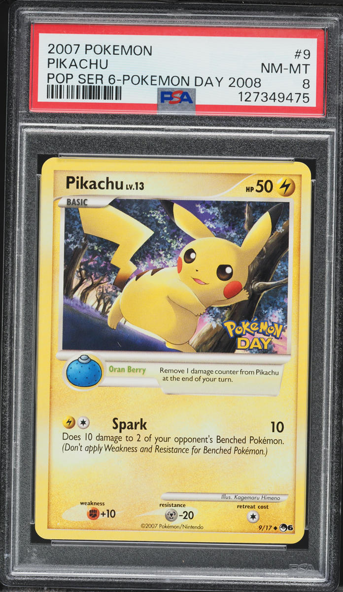 2007 Pokemon POP Series 6 Pokemon Day '08 Pikachu #9 PSA 8 NM-MT