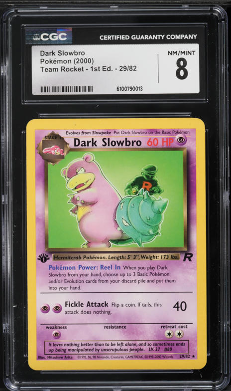 2000 Pokemon Team Rocket 1st Edition Dark Slowbro #29 CGC 8 NM-MT