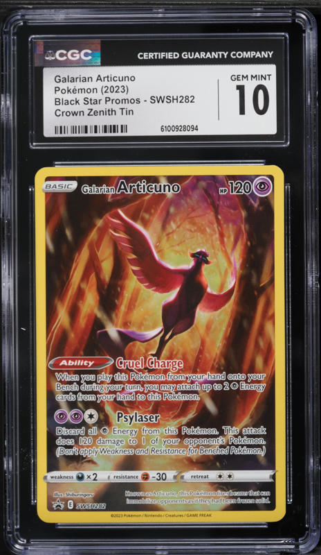2023 Pokemon SWSH Promo Crown Zenith Tin Full Art Galarian Articuno #SWSH282 CGC 10 GEM MINT