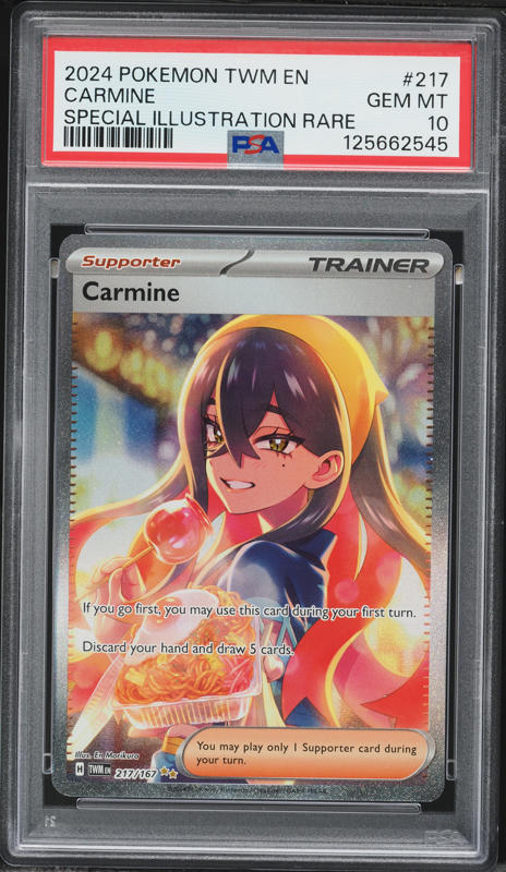 2024 Pokemon Scarlet & Violet Twilight Masquerade SIR Carmine #217 PSA 10 GEM MINT