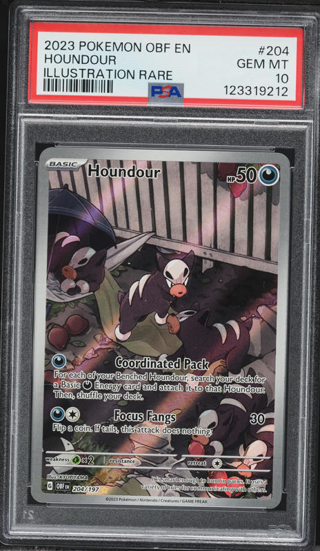 2023 Pokemon Scarlet & Violet Obsidian Flames IR Houndour #204 PSA 10 GEM MINT