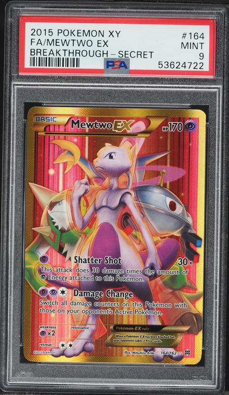 2015 Pokemon XY Breakthrough Full Art Mewtwo EX #164 PSA 9 MINT