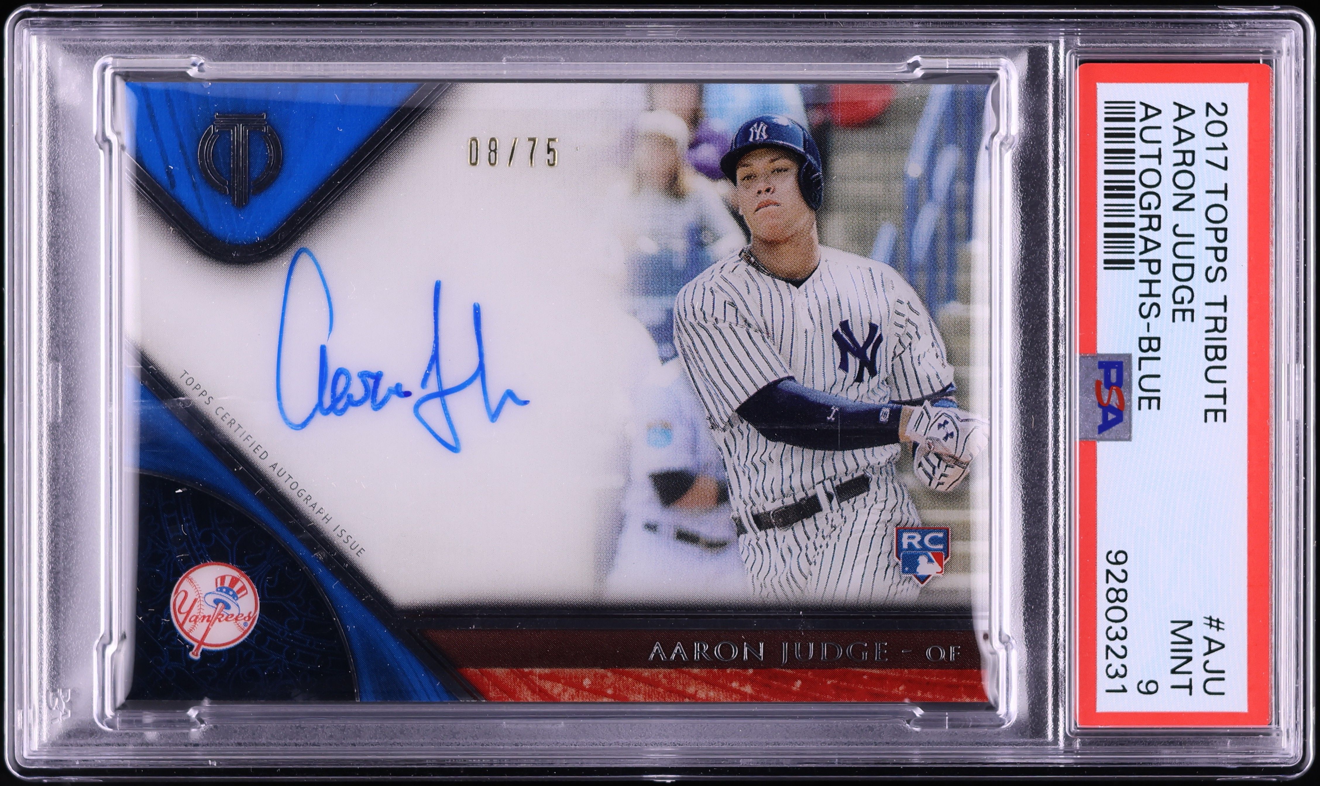2017 Topps Tribute Blue Aaron Judge ROOKIE AUTO /75 #TA-AJU PSA 9