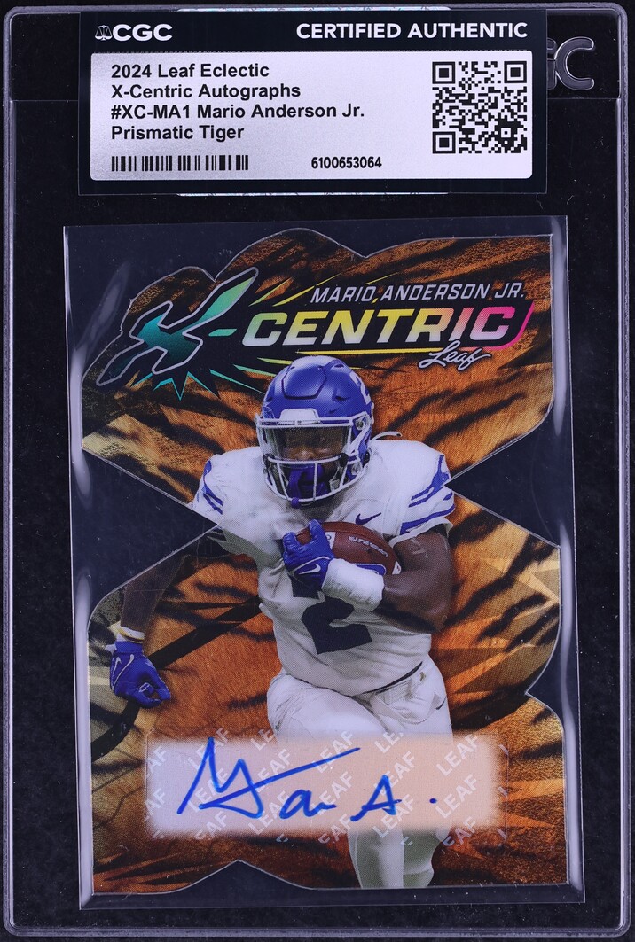 2024 Leaf Eclectic Xcentric Prismatic Tiger Die-Cut Mario Anderson Jr. ROOKIE AUTO 1/3 CGC AUTH