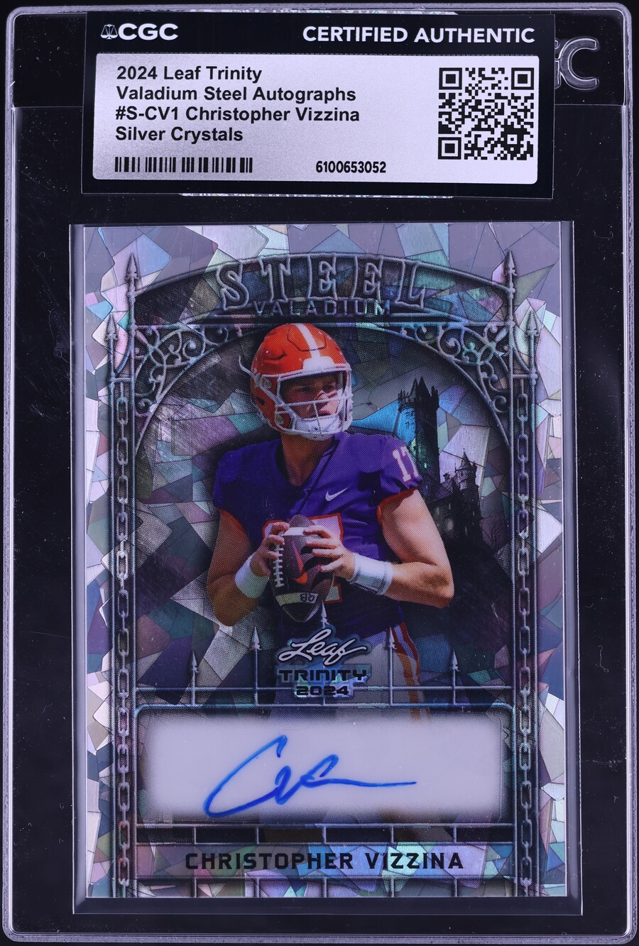 2024 Leaf Trinity Valadium Steel Silver Crystals Christopher Vizzina ROOKIE AUTO /10 CGC AUTH
