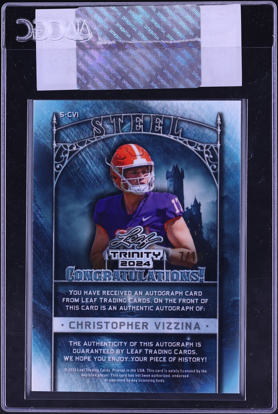 2024 Leaf Trinity Valadium Steel Silver Crystals Christopher Vizzina ROOKIE AUTO /10 CGC AUTH
