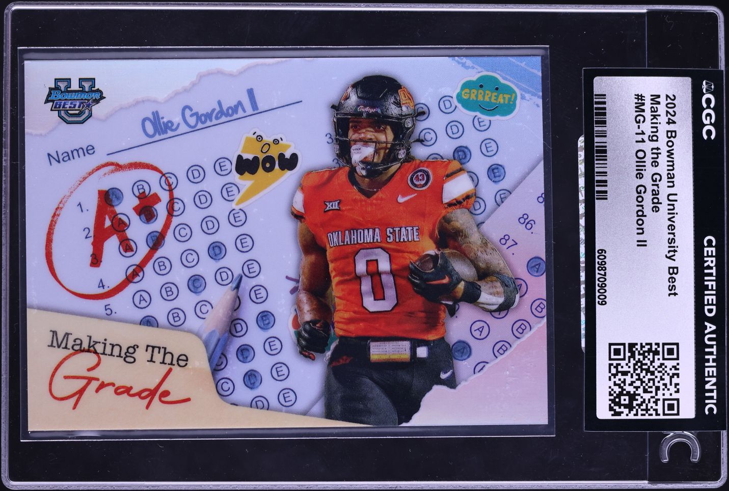2024 Bowman University Best Making The Grade Ollie Gordon II ROOKIE #MG-11 CGC AUTH