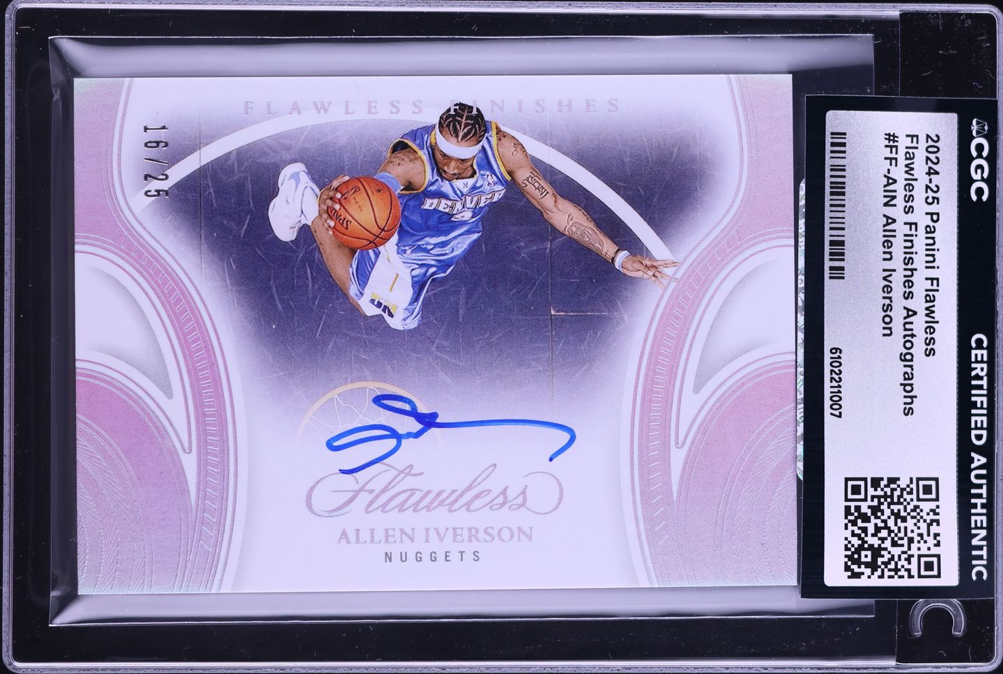2024 Panini Flawless Finishes Allen Iverson AUTO /25 #FF-AIN CGC AUTH