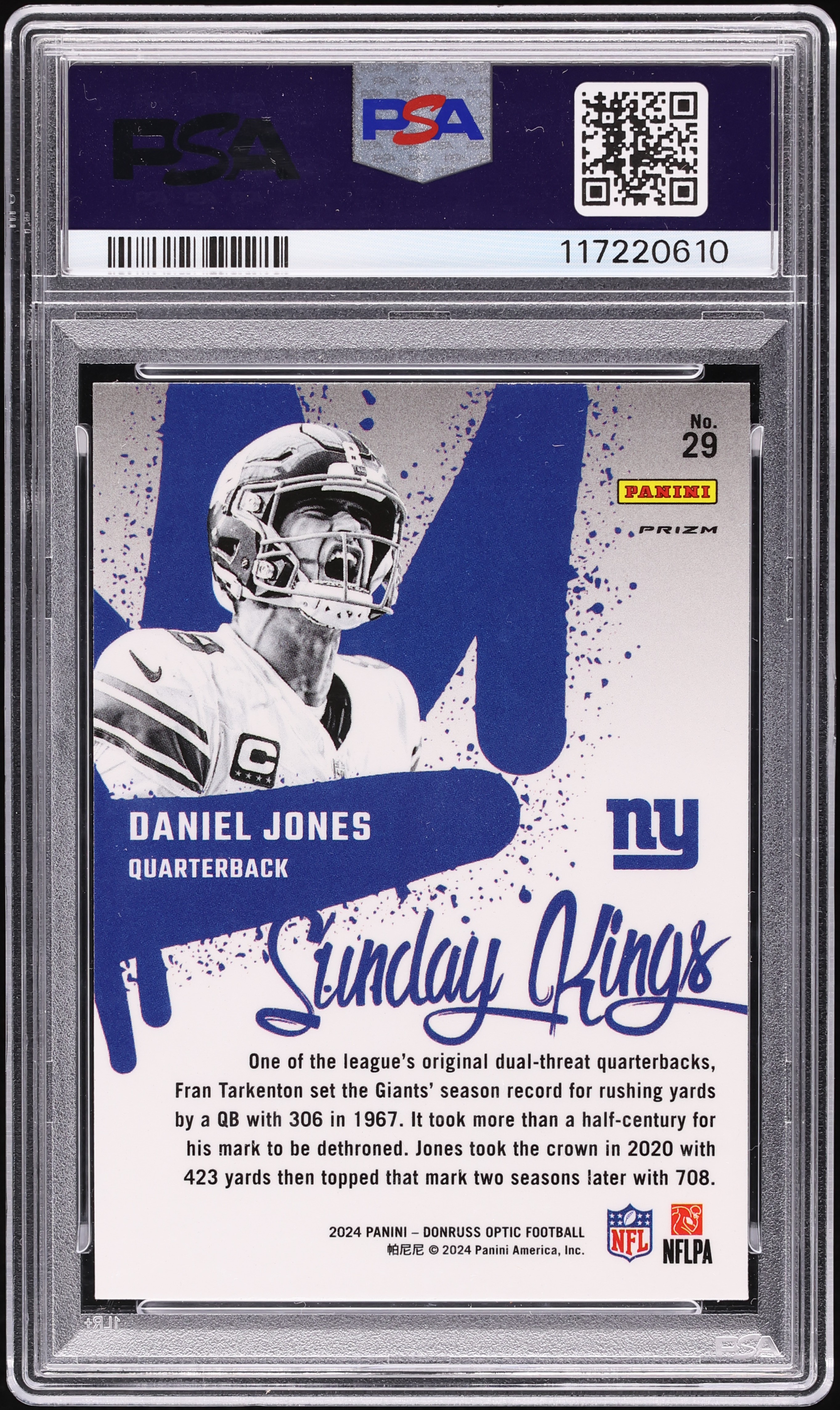 2024 Donruss Optic Sunday Kings Daniel Jones #29 PSA 10 GEM MINT