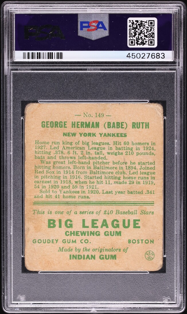 1933 Goudey Babe Ruth #149 PSA 1 PR