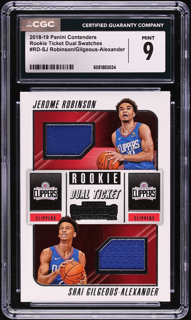 2018 Panini Contenders Ticket Jerome Robinson Shai Gilgeous-Alexander ROOKIE PATCH #RD-SJ CGC 9