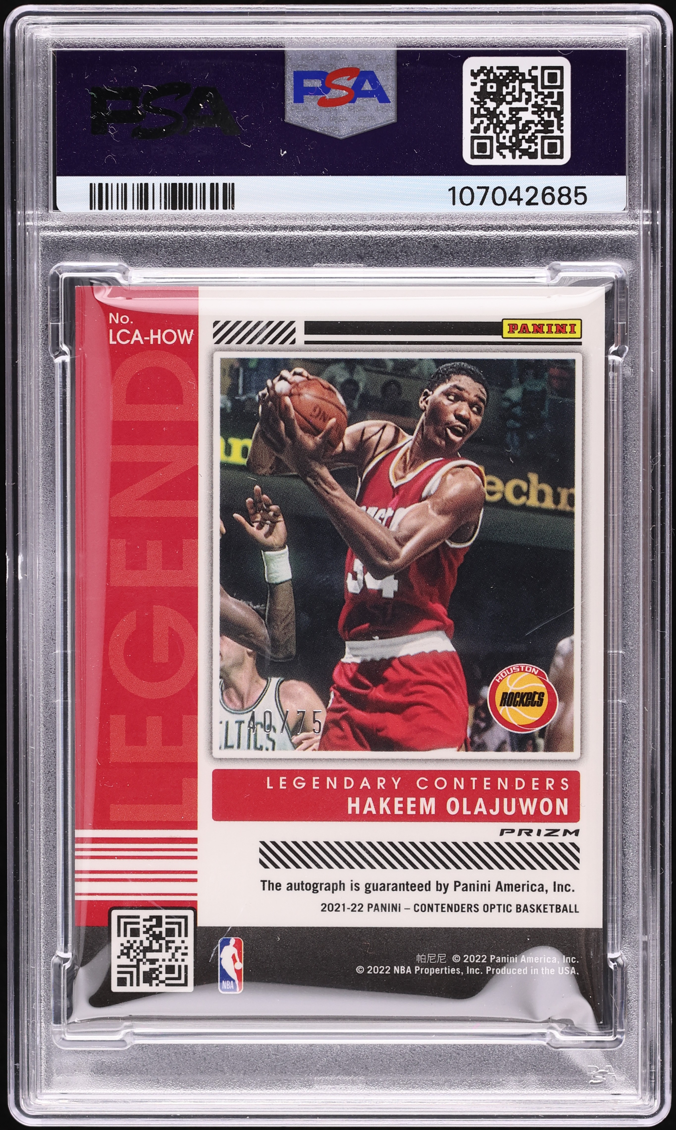 2021 Panini Contenders Optic Legendary Contenders Hakeem Olajuwon