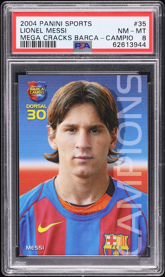 2004 Panini Sports Mega Cracks Barca Campio Lionel Messi ROOKIE #35 PSA 8 NM-MT