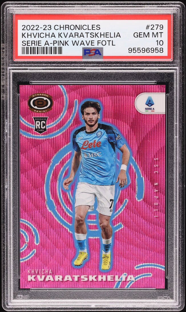 2022 Panini Chronicles Pink Wave FOTL Khvicha Kvaratskhelia ROOKIE /19 #279 PSA 10 GEM MINT