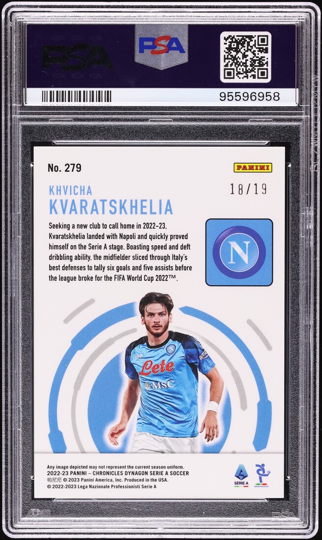 2022 Panini Chronicles Pink Wave FOTL Khvicha Kvaratskhelia ROOKIE /19 #279 PSA 10 GEM MINT