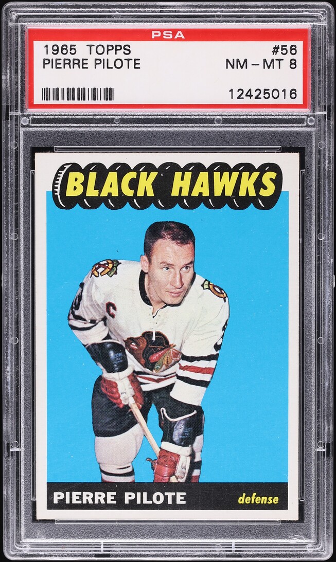 1965 Topps Hockey Pierre Pilote #56 PSA 8 NM-MT