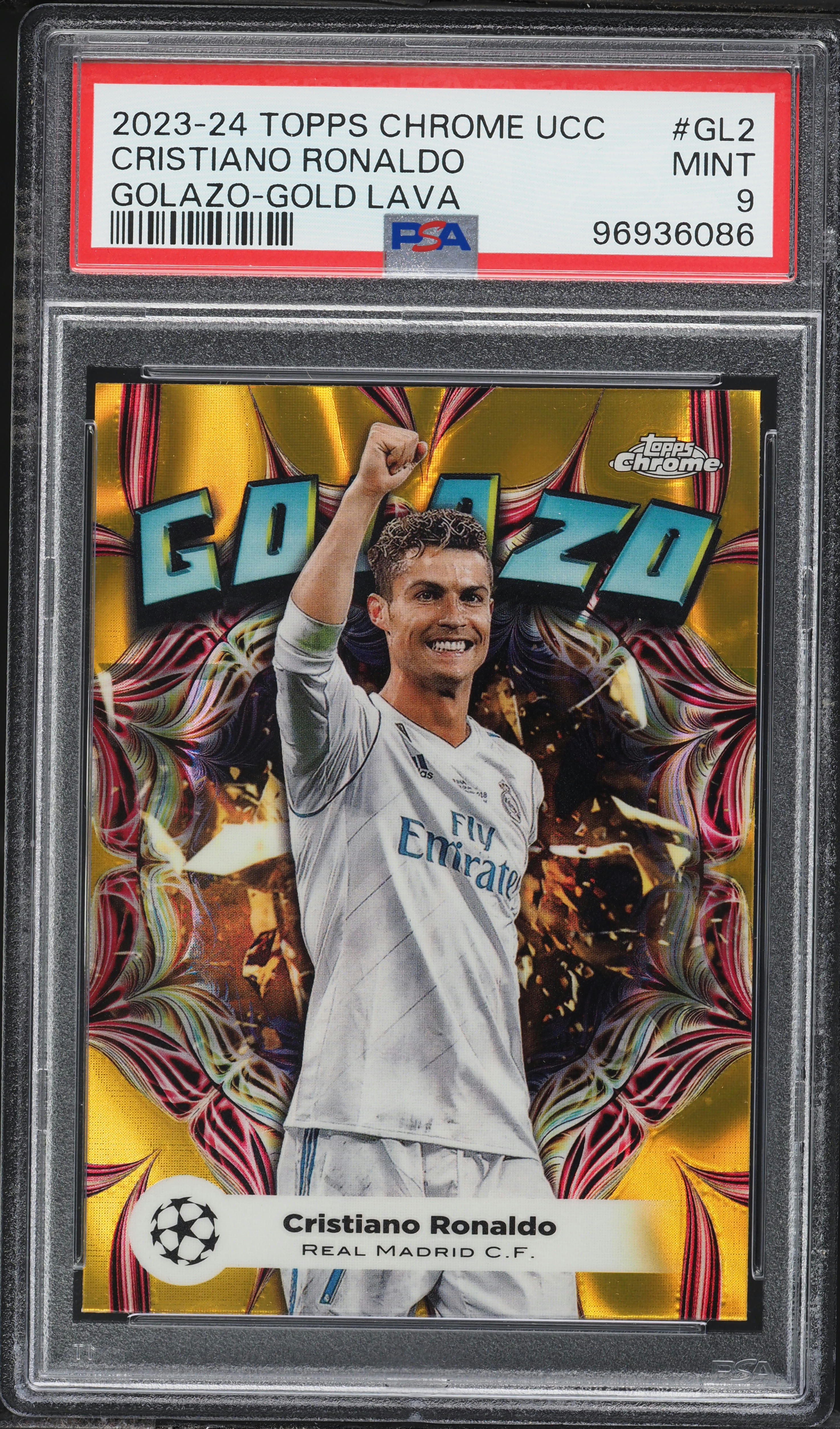 2023 Topps Chrome UEFA Club Competitions Golazo Gold Lava