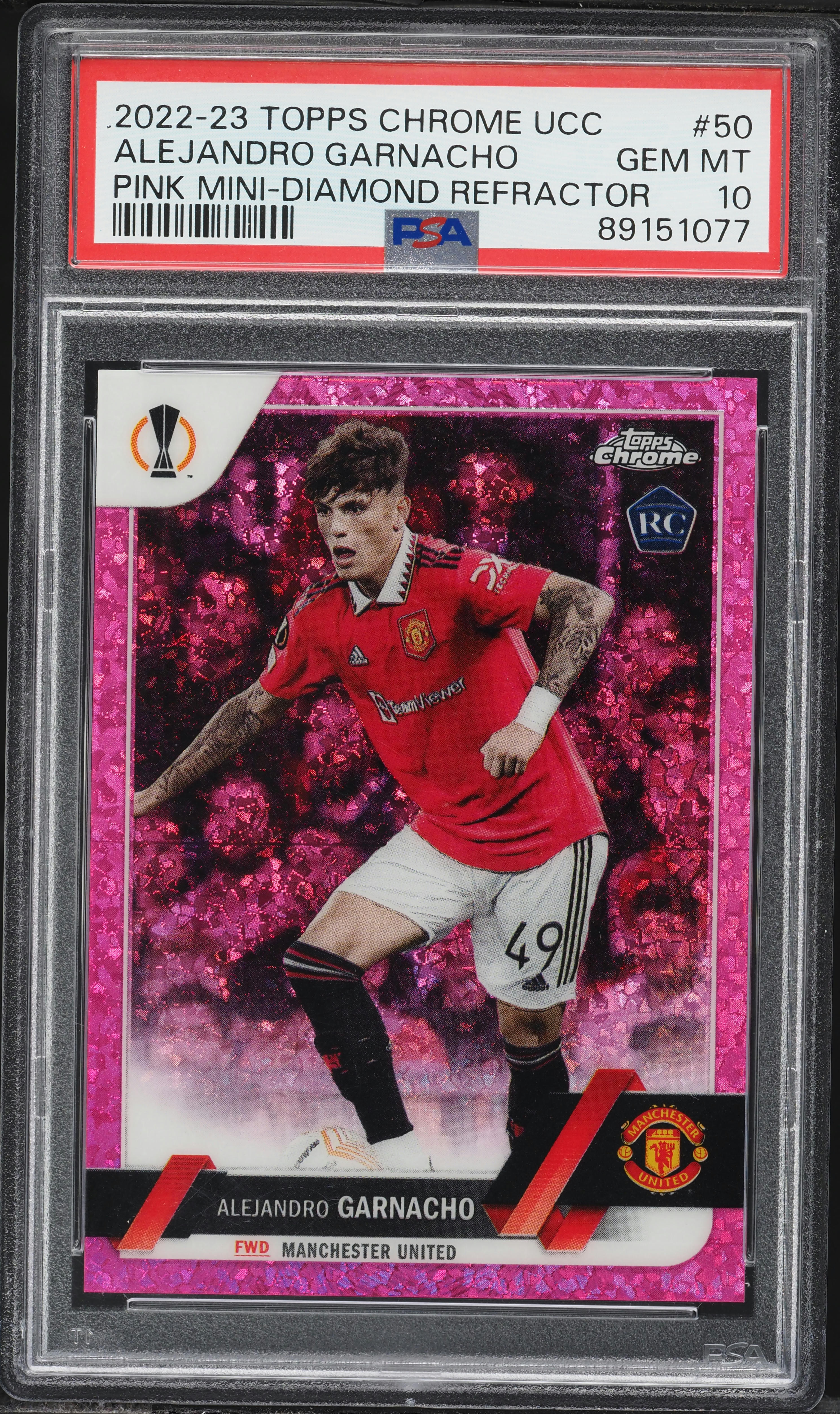 2022 Topps Chrome UEFA Pink Mini Diamond Alejandro Garnacho ROOKIE