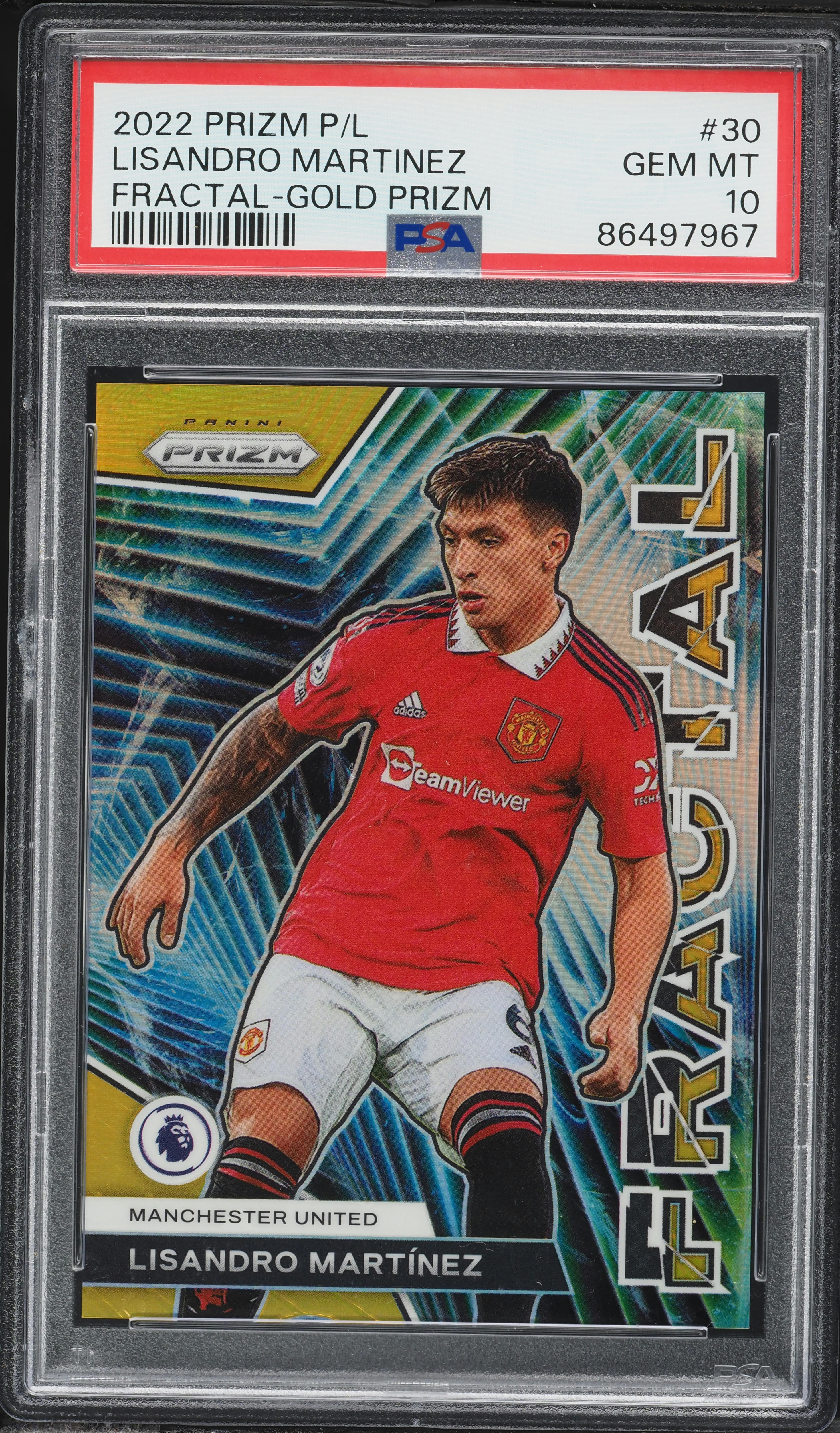 2022 Panini Prizm Premier League Fractal Gold Lisandro Martinez