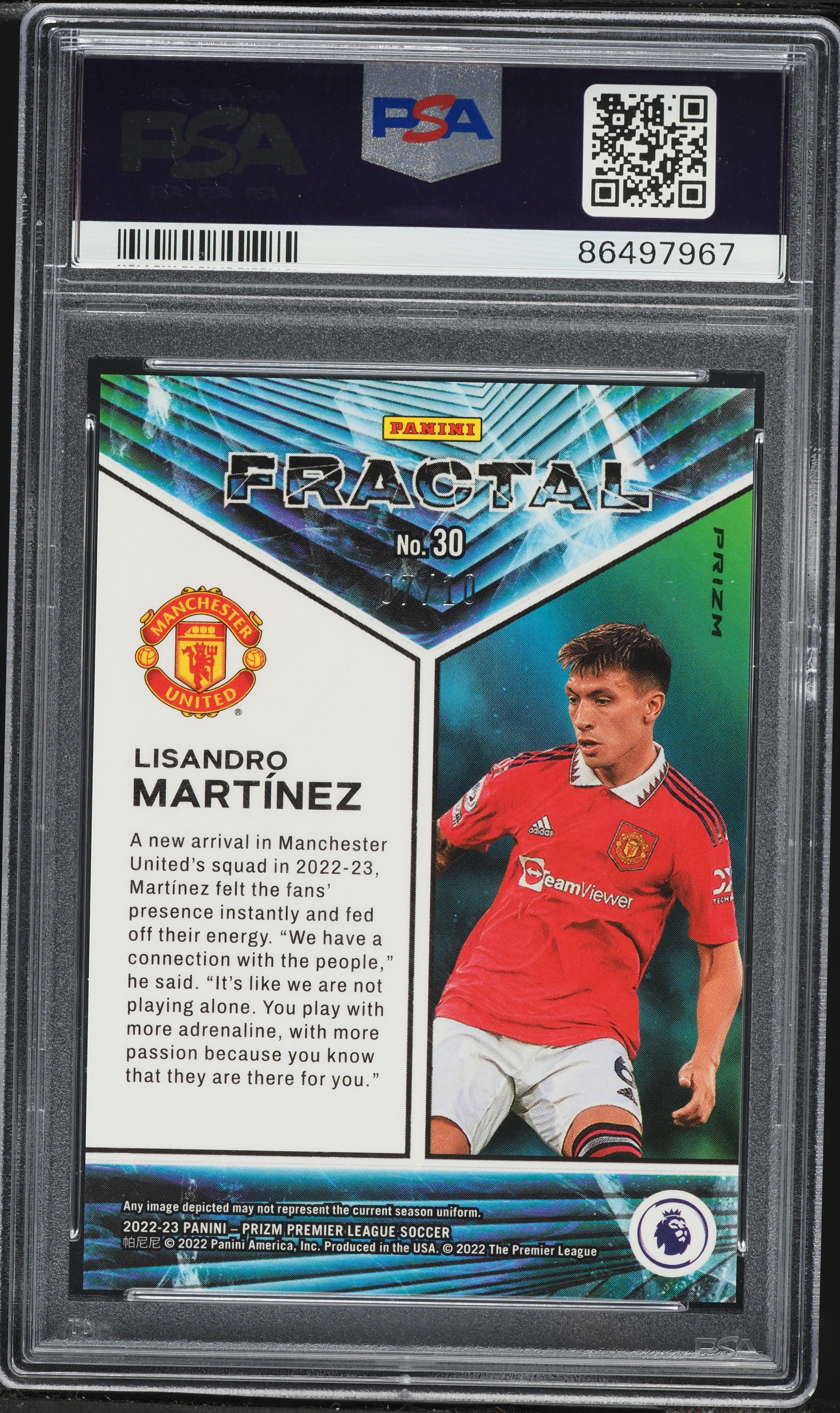 クリストファー・エンクンク PANINI PRIZM #10 2022 Panini Prizm Premier League Fractal Gold Lisandro Martinez