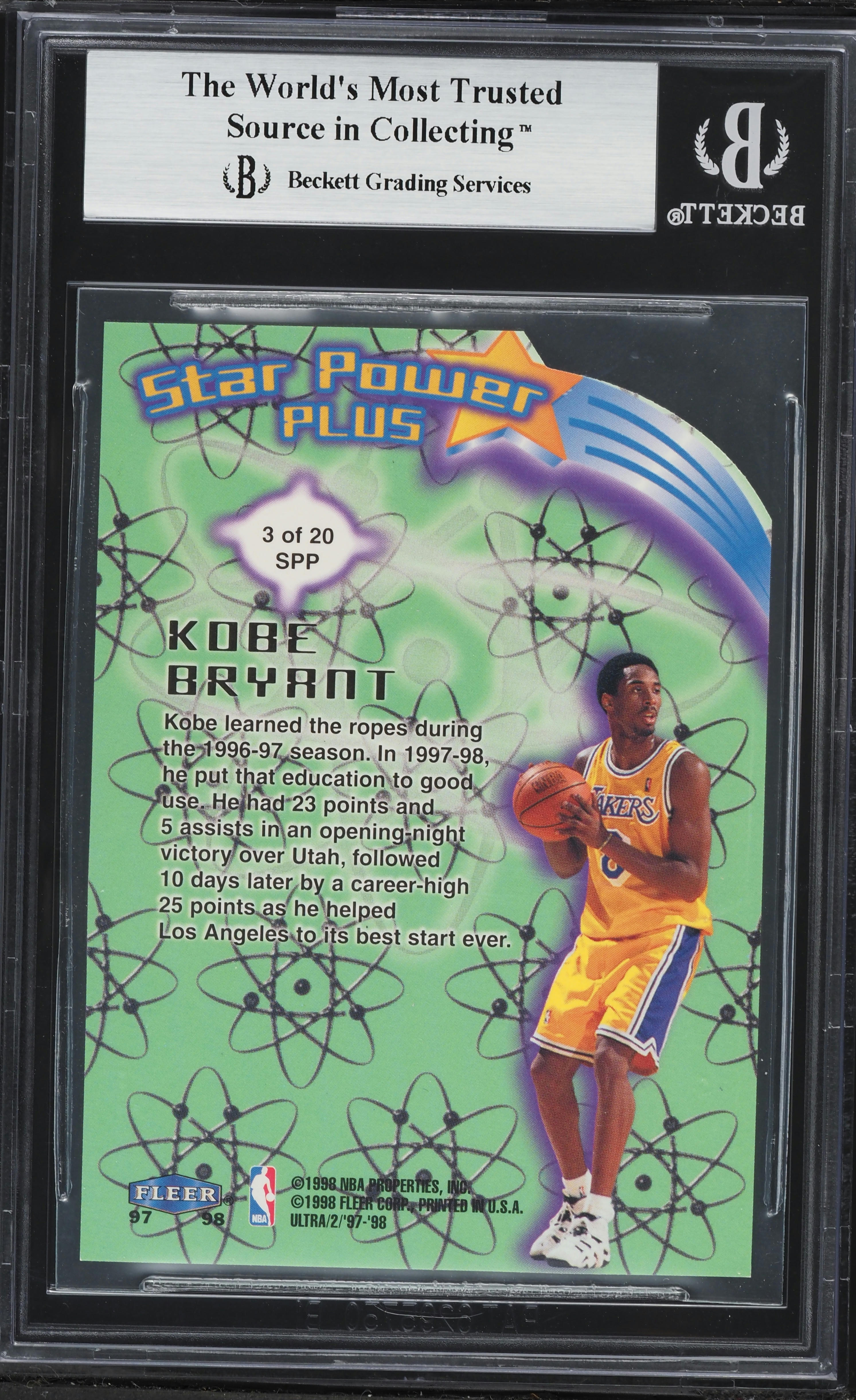 1997 Ultra Star Power Plus Die-Cut Kobe Bryant #SPP3 BGS 9 MINT on