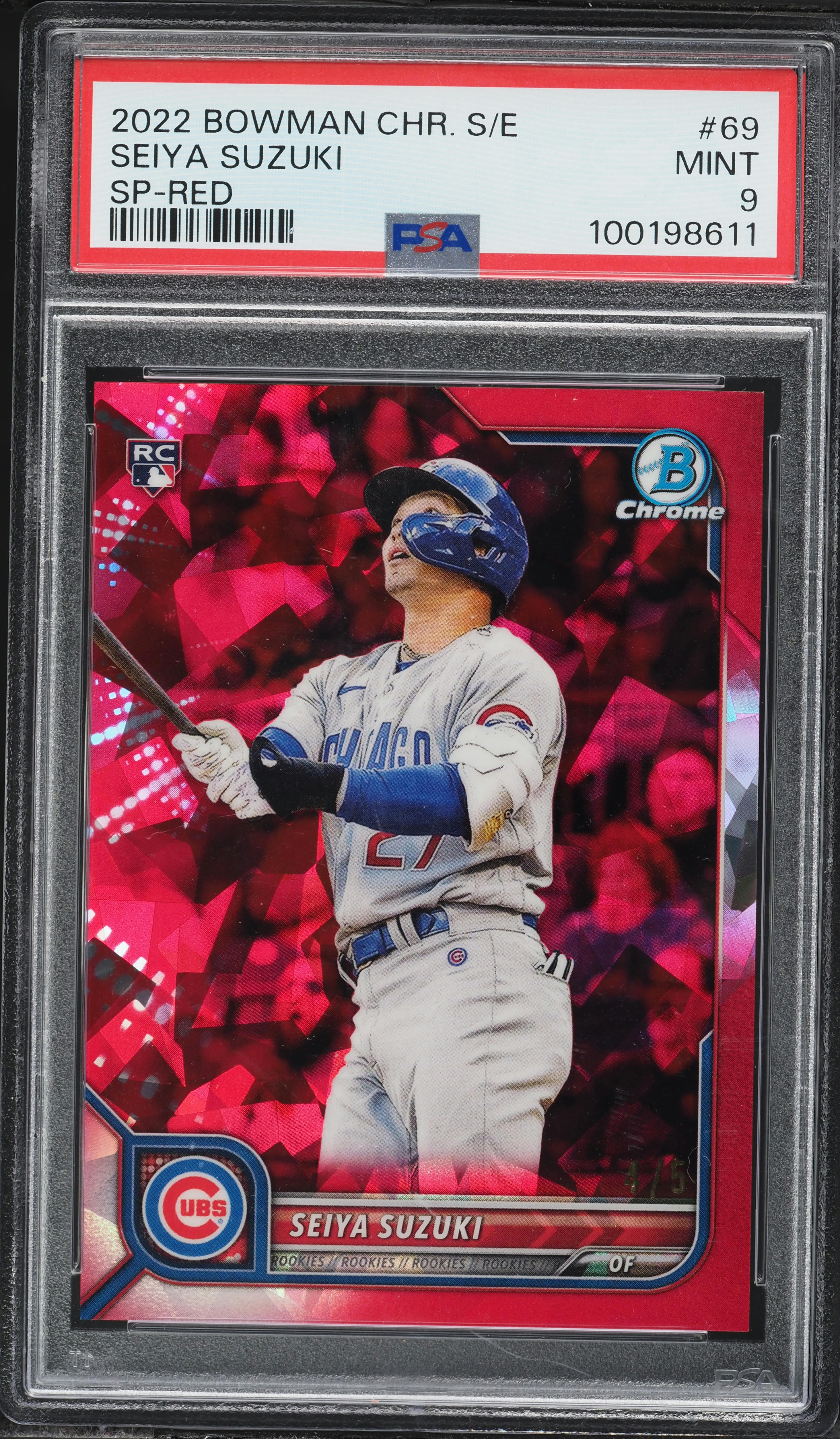 2022 Bowman Chrome Sapphire Red Seiya Suzuki SP ROOKIE /5 #69 PSA 2022 Bowman Chrome Sapphire Red Seiya Suzuki SP ROOKIE /5 #69 PSA