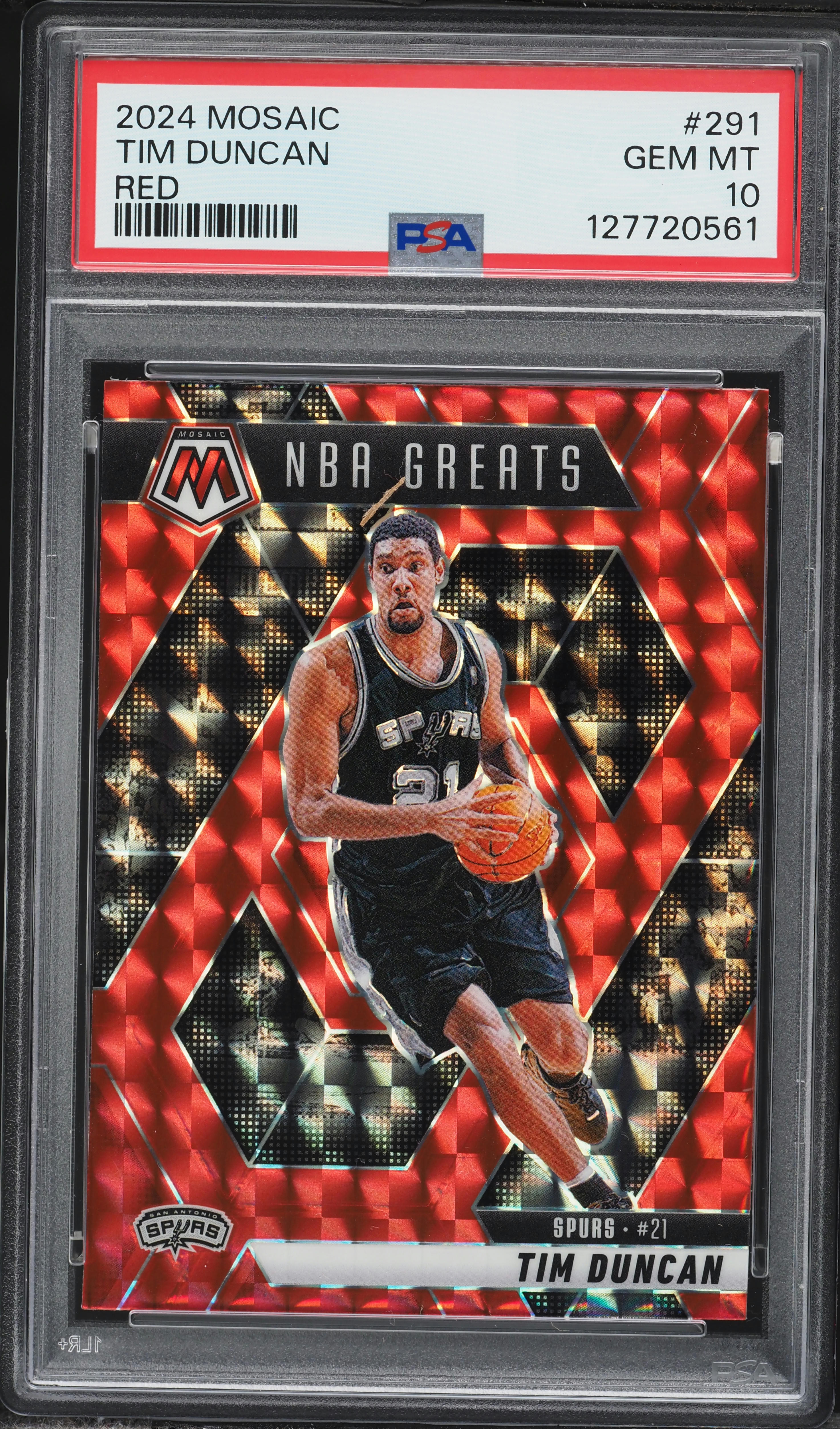 2024 Panini Mosaic Red Tim Duncan #291 PSA 10 GEM MINT on Fanatics