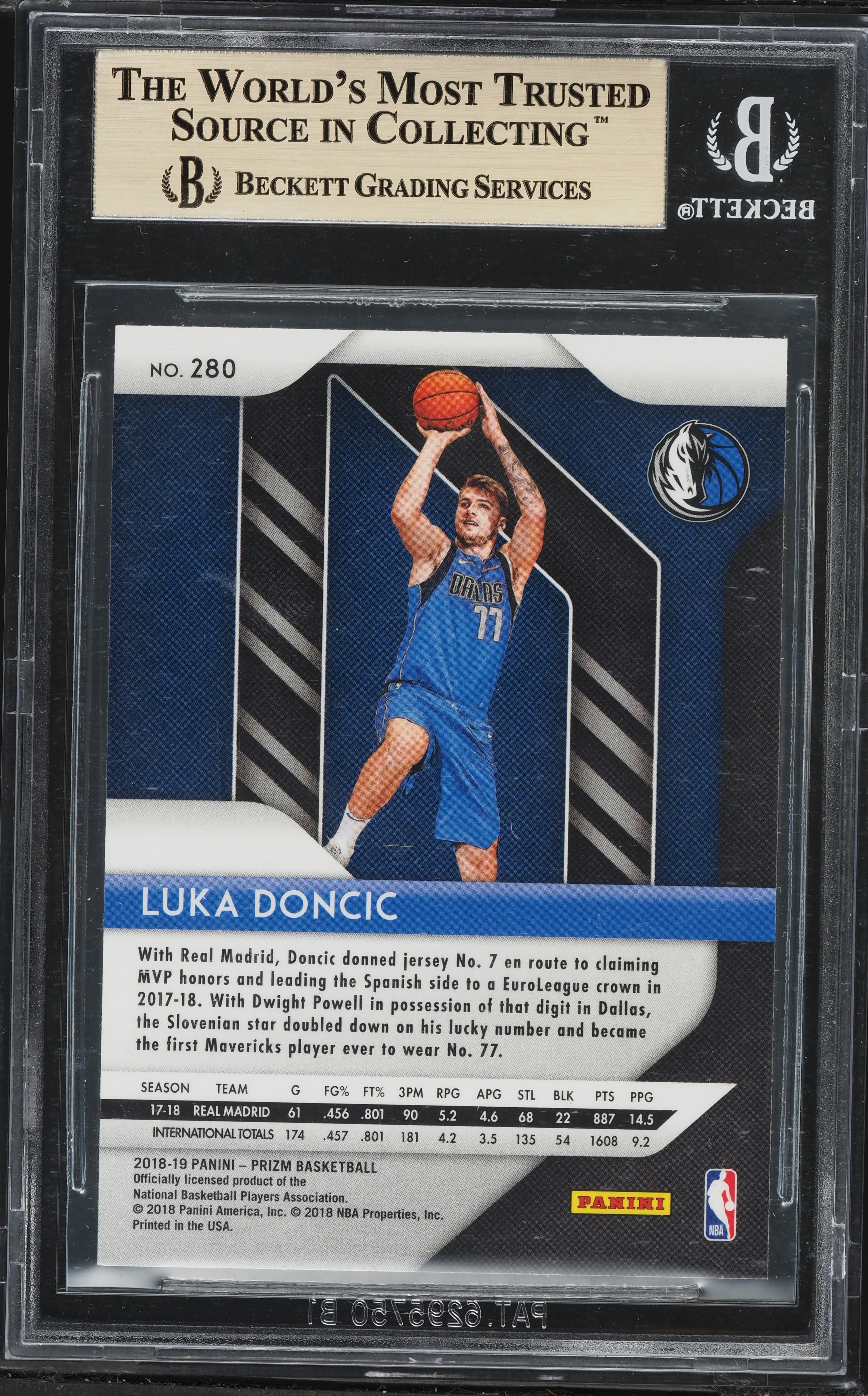 2018 Panini Prizm Luka Doncic ROOKIE #280 BGS 9.5 GEM MINT on
