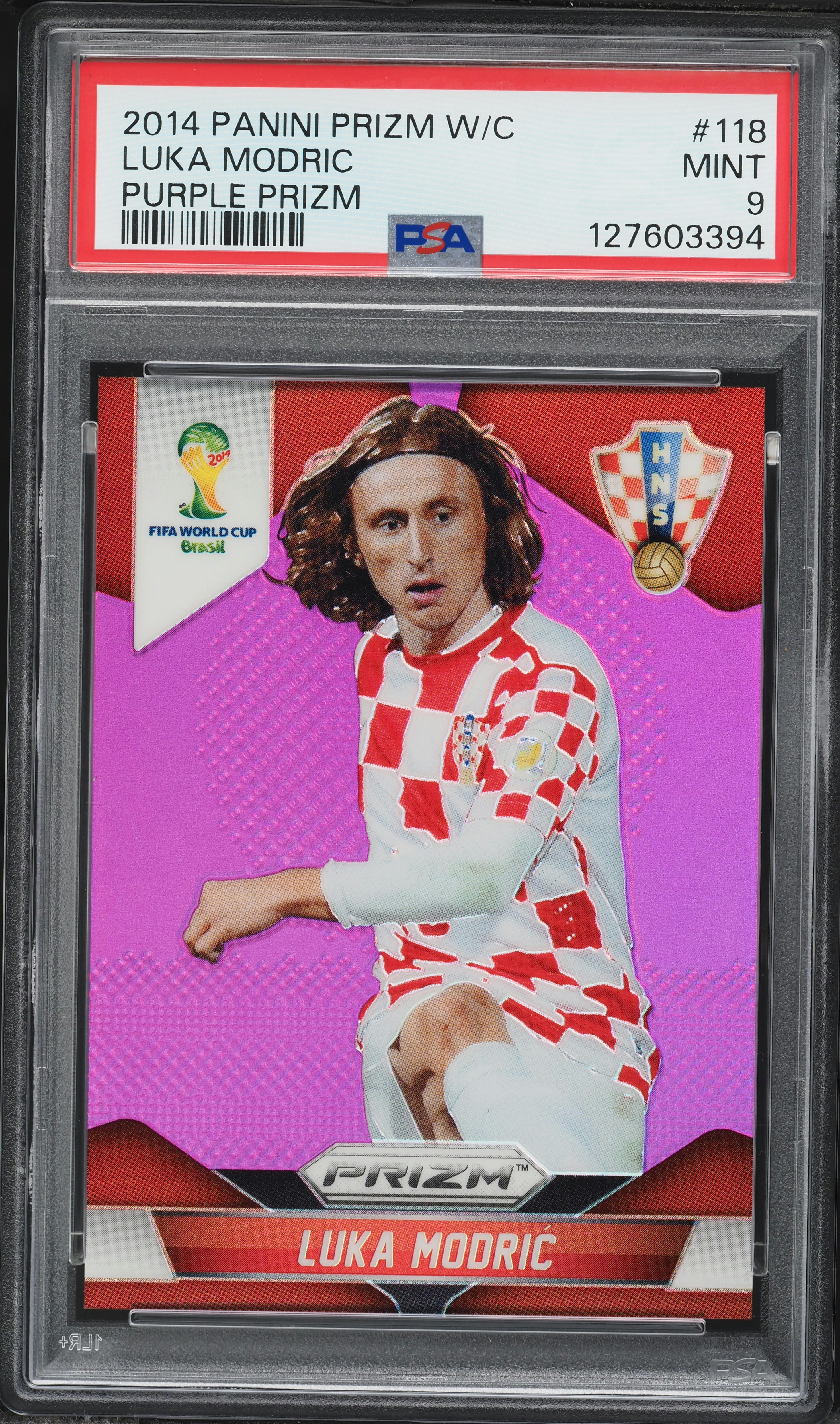 2014 Panini Prizm World Cup Purple Luka Modric /99 #118 PSA 9 MINT 
