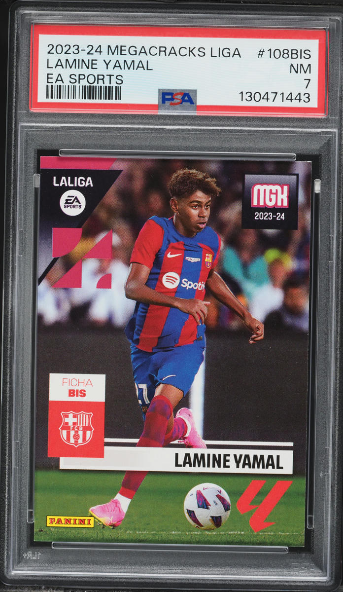 2023 Panini Megacracks La Liga EA Sports Lamine Yamal ROOKIE #108BIS PSA 7 NRMT