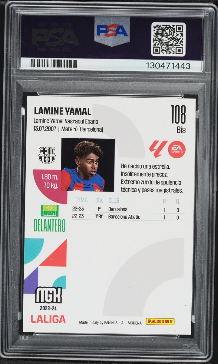 2023 Panini Megacracks La Liga EA Sports Lamine Yamal ROOKIE #108BIS PSA 7 NRMT