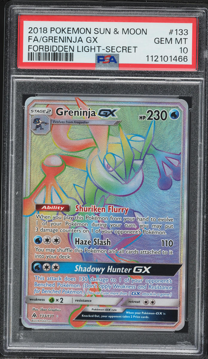 2018 Pokemon Sun & Moon Forbidden Light Rainbow Rare Greninja GX