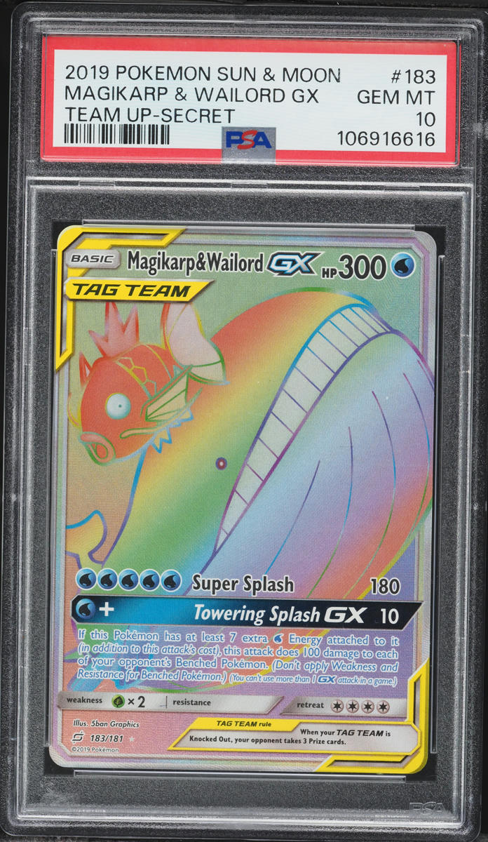 2019 Pokemon Sun & Moon Team Up Rainbow Rare Magikarp & Wailord GX #183 PSA 10 GEM MINT on Fanatics Collect 2019 Pokemon Sun & Moon Team Up Rainbow Rare Magikarp & Wailord GX #183 PSA 10 GEM MINT on Fanatics Collect