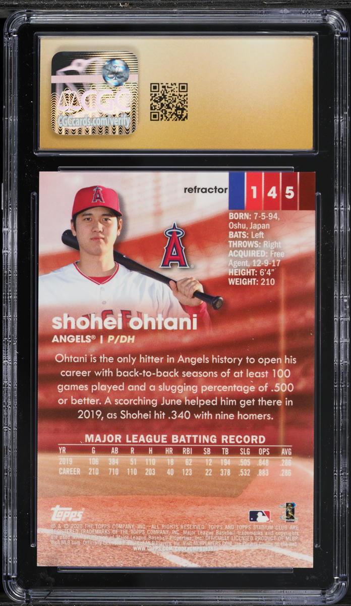 大谷翔平 ブルーリフレクター 2020 Stadium Club Chrome Refractor #145 大谷翔平 リフレクター