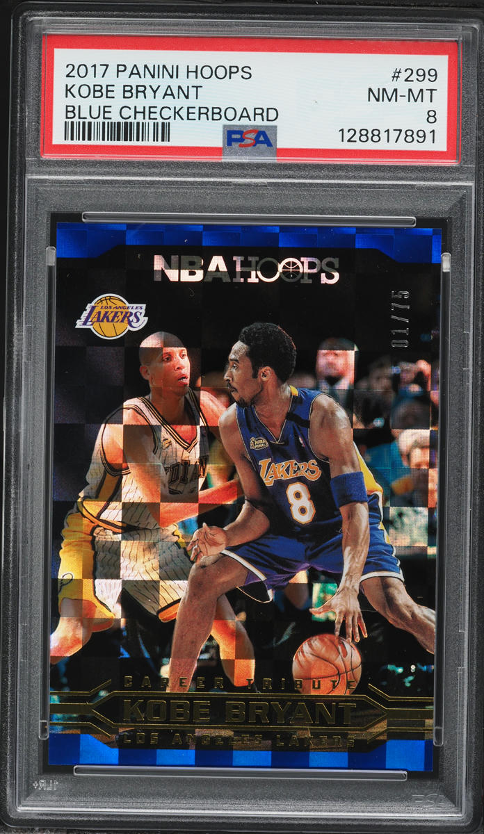 2017 Hoops Blue Checkerboard Kobe Bryant 1/75 #299 PSA 8 NM-MT