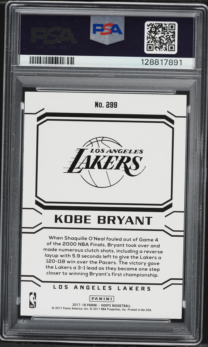2017 Hoops Blue Checkerboard Kobe Bryant 1/75 #299 PSA 8 NM-MT