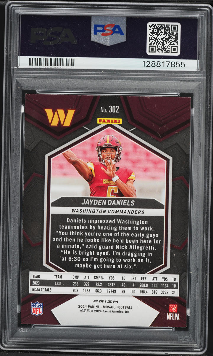 2024 Panini Mosaic Green Jayden Daniels ROOKIE #302 PSA 9 MINT