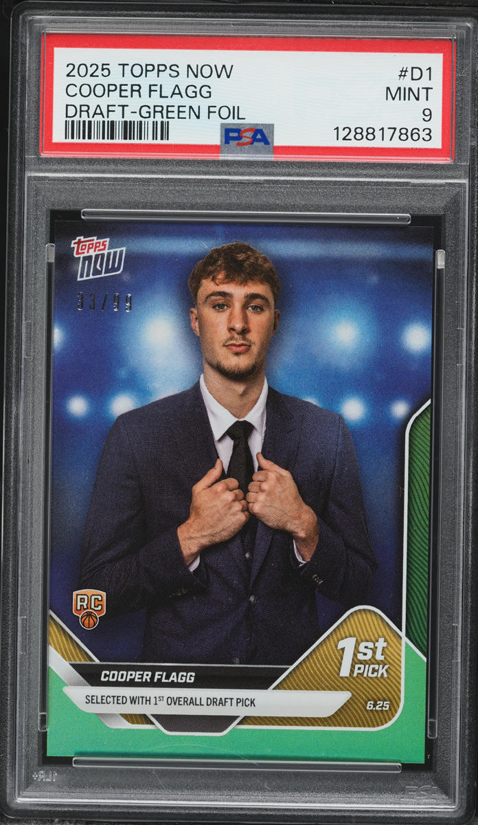 2025 Topps Now Draft Green Foil Cooper Flagg ROOKIE /99 #D1 PSA 9 MINT
